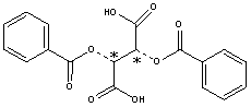 structue of Dibenzoyl-L-tartaric acid CaS NO.: 2743-38-6.
